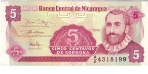 5 Centavos;
P-168;
Front: F. H. de Cordoba;
Back: Arms, flower Banknote