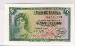 SPAIN-5PESETAS Banknote