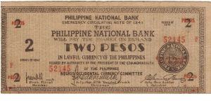 S-625a Negros Occidental 2 Pesos note. Banknote
