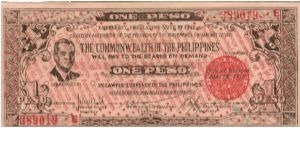 S-646a Negros Occidental 1 Peso note with Peso on reverse facing in. Banknote