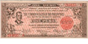 S-646b Negros Occidental 1 Peso note with Peso on reverse facing out. Banknote