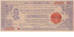 S-647B Negros Occidental 2 Pesos note...Purple. Banknote