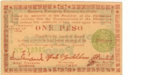 S-661a Negros Emergency Currency 1 Peso note, plate B1. Banknote