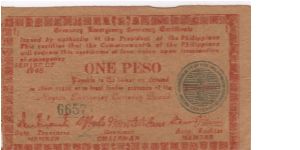 S-681 Negros Emergency Currency 1 Peso not, plate I1. Banknote