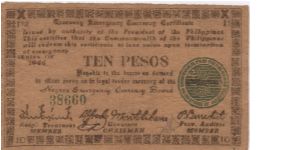 S-677a Negros Emergency Currency 10 Pesos note, plate H2. Banknote