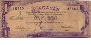 S-187 Cagayan 1 Peso note. Banknote