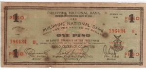 S-305 Iloilo Currency Committee 1 Peso note. Banknote