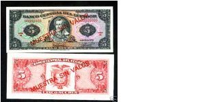 ECUADOR 5 Sucre  P-113 SECIMEN
http://www.baylonbanknotes.com Banknote