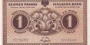 1 markka 1916

Very rare this condition

Rebellion of the government printing of banknotes 

Banknote size 100 X 60mm (inch 3,94 X 2,362)

This note is made of 16.03.1918 Banknote