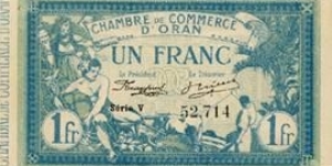 ALGERIA, Town of Oran, 1 Franc 10 Novembre 1915  ALGÉRIE - ORAN  Banknote