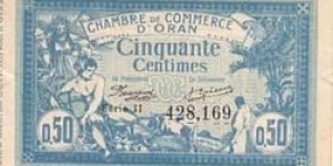 AlGERIA, Town of Oran, 50 Centimes FRANCE ORAN 10-11-1915 Banknote