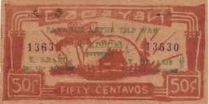 S-176 Cagayan 50 centavos note with green print. Banknote