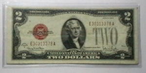 U.S. Small FRN 2 dollar note series 1928G Banknote