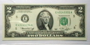 US Federal Resreve 2 dollar note 1976 district E Banknote