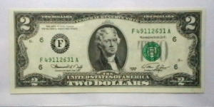 US Federal Reserve 2 dollar note 1976 district F Banknote