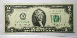 US Federal Reserve 2 Dollar note 1976 district G Banknote