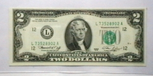 US Federal Reserve 2 Dollar note district L Banknote