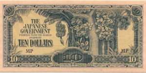 Japanese occupied Malaya 10 Dollars Banknote