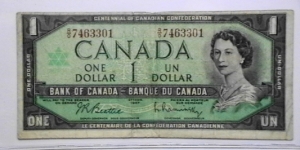 Canada 1967 B 1 Dollar KP# 84 normal sn. obv. Banknote