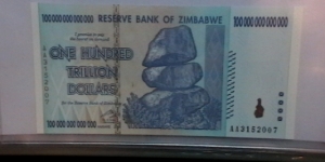 Zimbabwe 100 Trillion dollars obv. Banknote