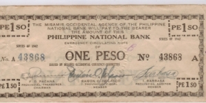 S-572 RARE Misamis Occidental 1 Peso note with un-listed inverted reverse. Banknote