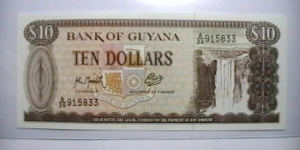 Guyana ND 1966-88 D 10 Dollars KP# 22  Banknote
