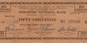 S-576a misamis Occidental 50 centavos note. Banknote