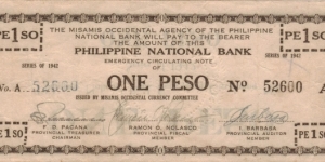 S-572a Misamis Occidental 1 Peso note. Banknote