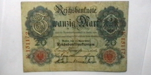 Germany 1910a 20 Mark KP# 40  Banknote