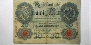 Germany 1910b 20 Mark KP# 40  Banknote