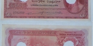 Portuguese-India. 50 Rupias. Cancelled. Banknote