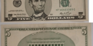 5 Dollars.  Banknote