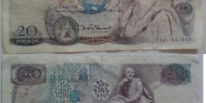 20 Pounds. DHF Somerset signature.  Banknote