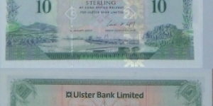 Northern Ireland. 10 Pounds. Ulster Bank issue.  Banknote