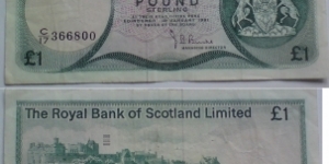1 Pound. Royal Bank of Scotland Ltd. Banknote