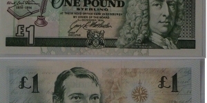 1 Pound. Royal Bank of Scotland PLC. Commemorative for Robert Louis Stevenson. 2 million notes issued.
 Banknote