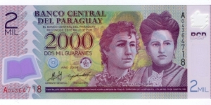 2000 guaraní Polymer Issued. Banknote