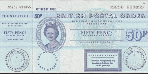 Ascension 1993 50 Pence postal order. Banknote