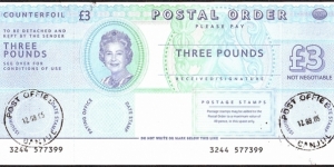 The Gambia 2005 3 Pounds postal order. Banknote