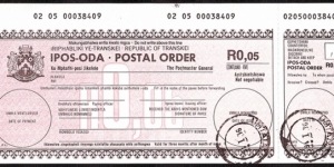 Transkei 1991 5 Cents postal order. Banknote