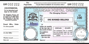 Uganda 1992 100 Shillings postal order. Banknote