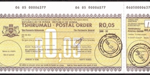 Venda 1991 5 Cents postal order. Banknote