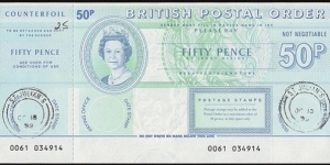 Malta 1999 50 Pence postal order. Banknote