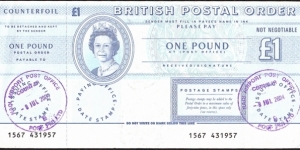 Fiji 2004 1 Pound postal order. Banknote