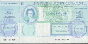 Fiji 2006 1 Pound postal order. Banknote