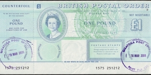 Fiji 2006 1 Pound postal order. Banknote