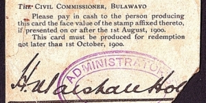 Bulawayo 1900 6 Pence.

Extremely rare!

One of the very first Rhodesian banknotes to be put into circulation. Banknote