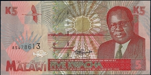 Malawi 1995 5 Kwacha. Banknote