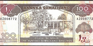 Somaliland 1996 100 Shillings. Banknote