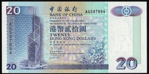 Hong Kong 1994 20 Dollars.

 Banknote